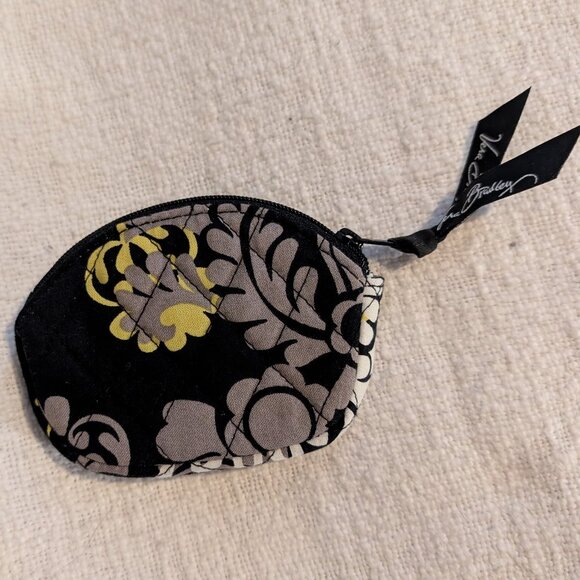Vera Bradley Baroque coin purse pouch gray black lime green - Picture 2 of 5